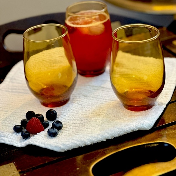 Libbey Dining Vintage Libbey Amber Stemless Glassware Poshmark